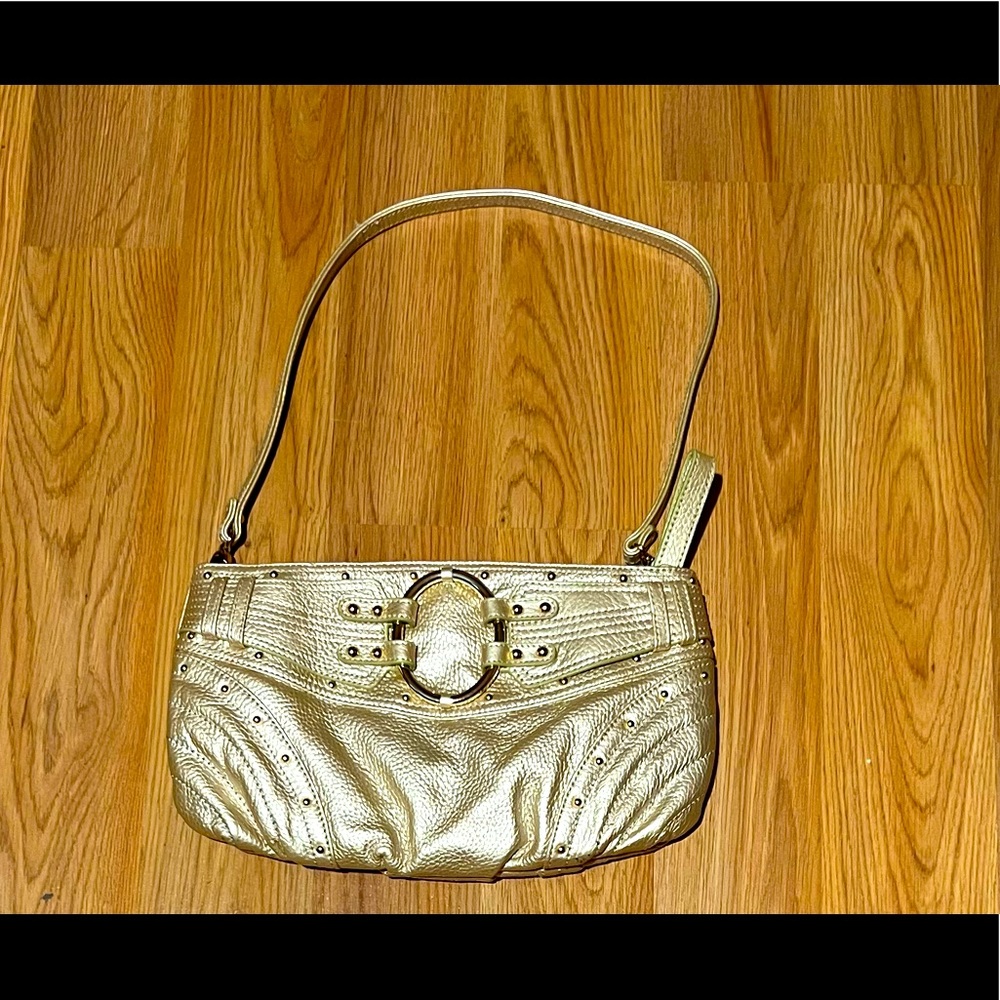 BRADLEY  woman Gold tone studded satchel shoulder bag